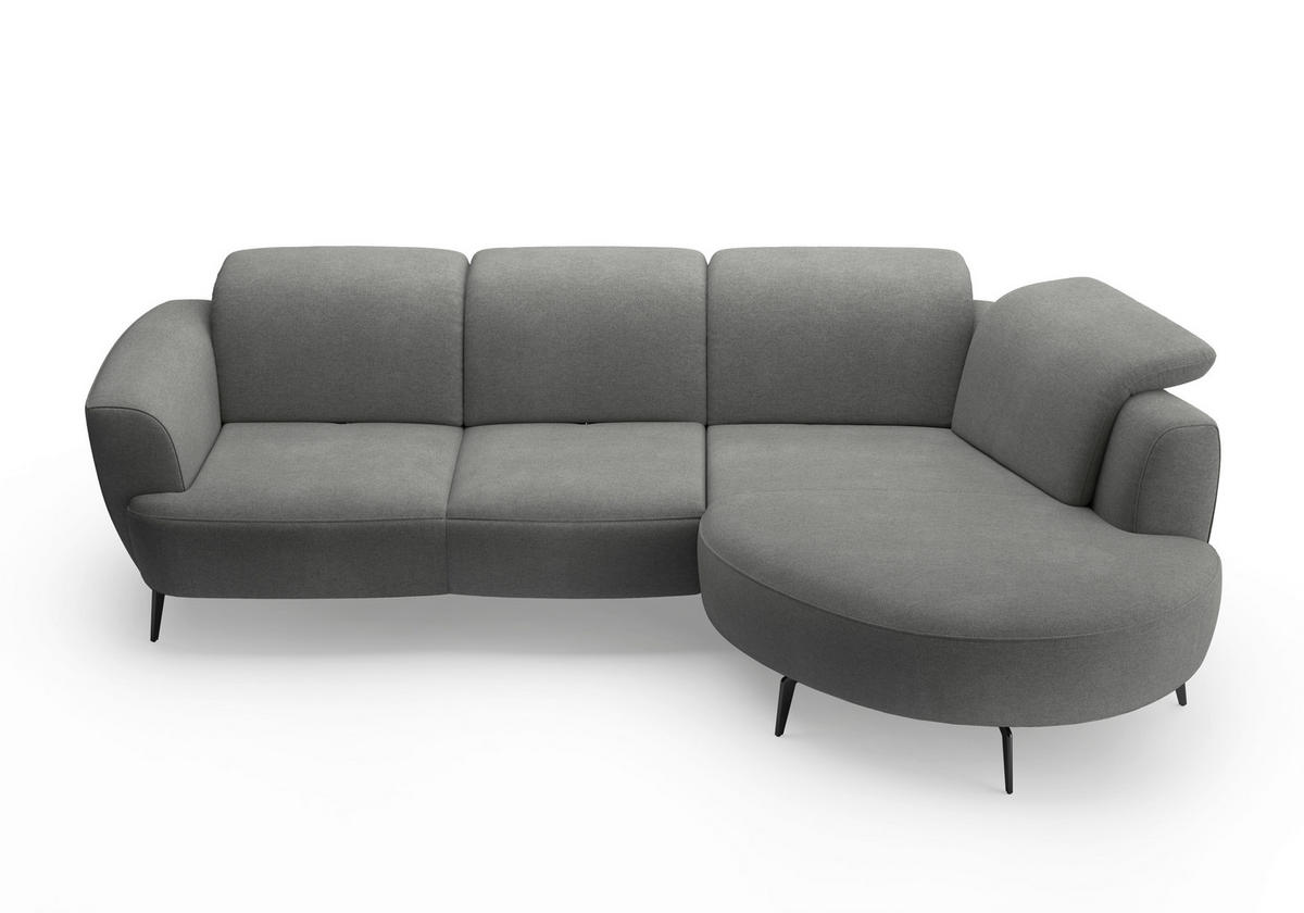 ECKSOFA in Mikrofaser Schlammfarben  - Schlammfarben/Schwarz, Konventionell, Textil/Metall (309/199cm) - Sit & More