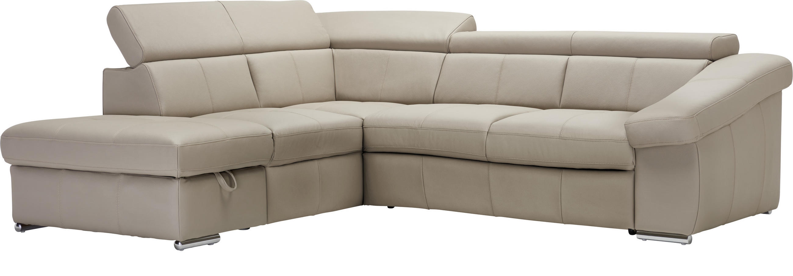 ECKSOFA Sandfarben Echtleder  - Sandfarben, KONVENTIONELL, Leder/Metall (218/259cm) - Welnova