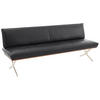 SITZBANK 214/88/66 cm Echtleder Schwarz, Edelstahlfarben Nussbaum furniert Metall  - Edelstahlfarben/Schwarz, Design, Leder/Holz (214/88/66cm) - Koinor