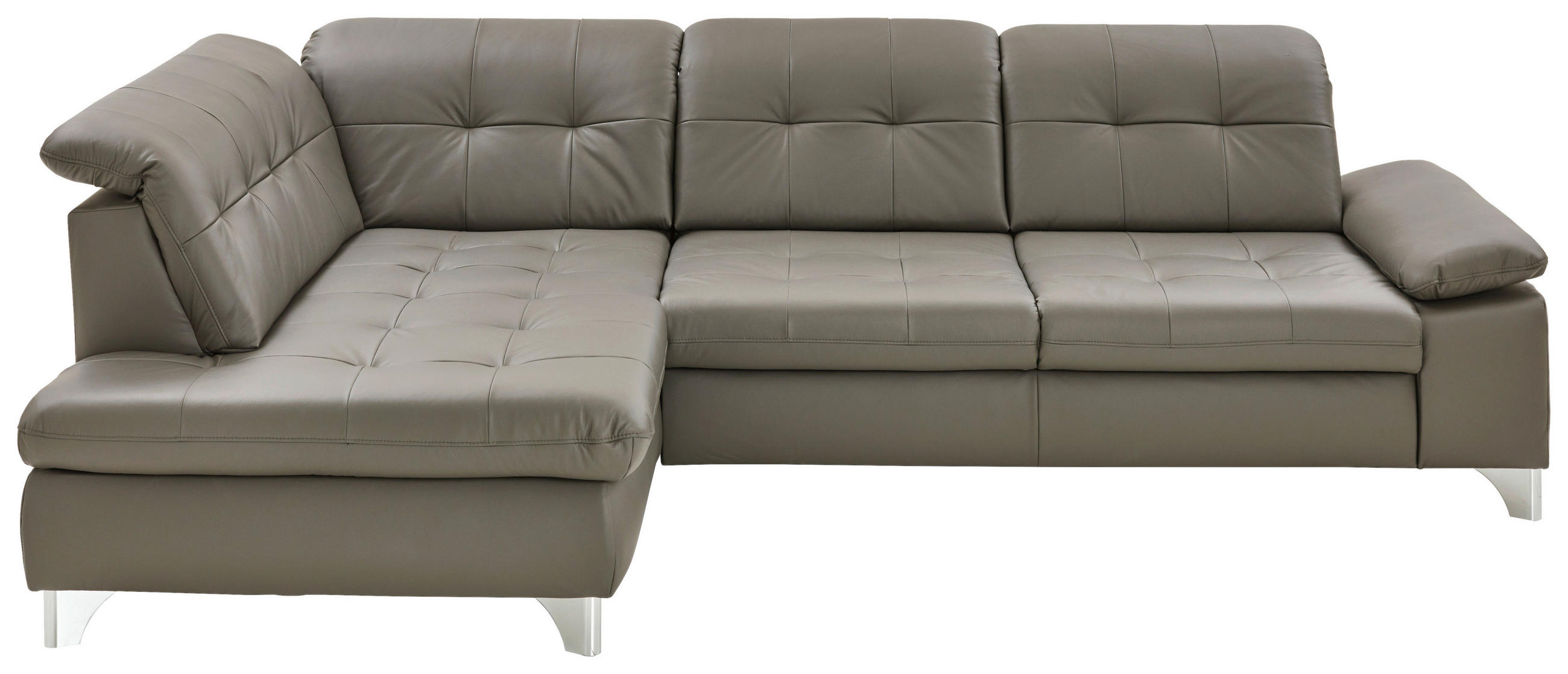 ECKSOFA in Echtleder Grau  211/309 cm  - Grau, Basics, Leder/Metall (211/309cm) - Beldomo Speed
