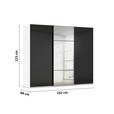 SCHWEBETÜRENSCHRANK 242/223/68 cm 3-türig Schwarz, Weiß  - Schwarz/Weiß, KONVENTIONELL, Glas/Holzwerkstoff (242/223/68cm) - Novel