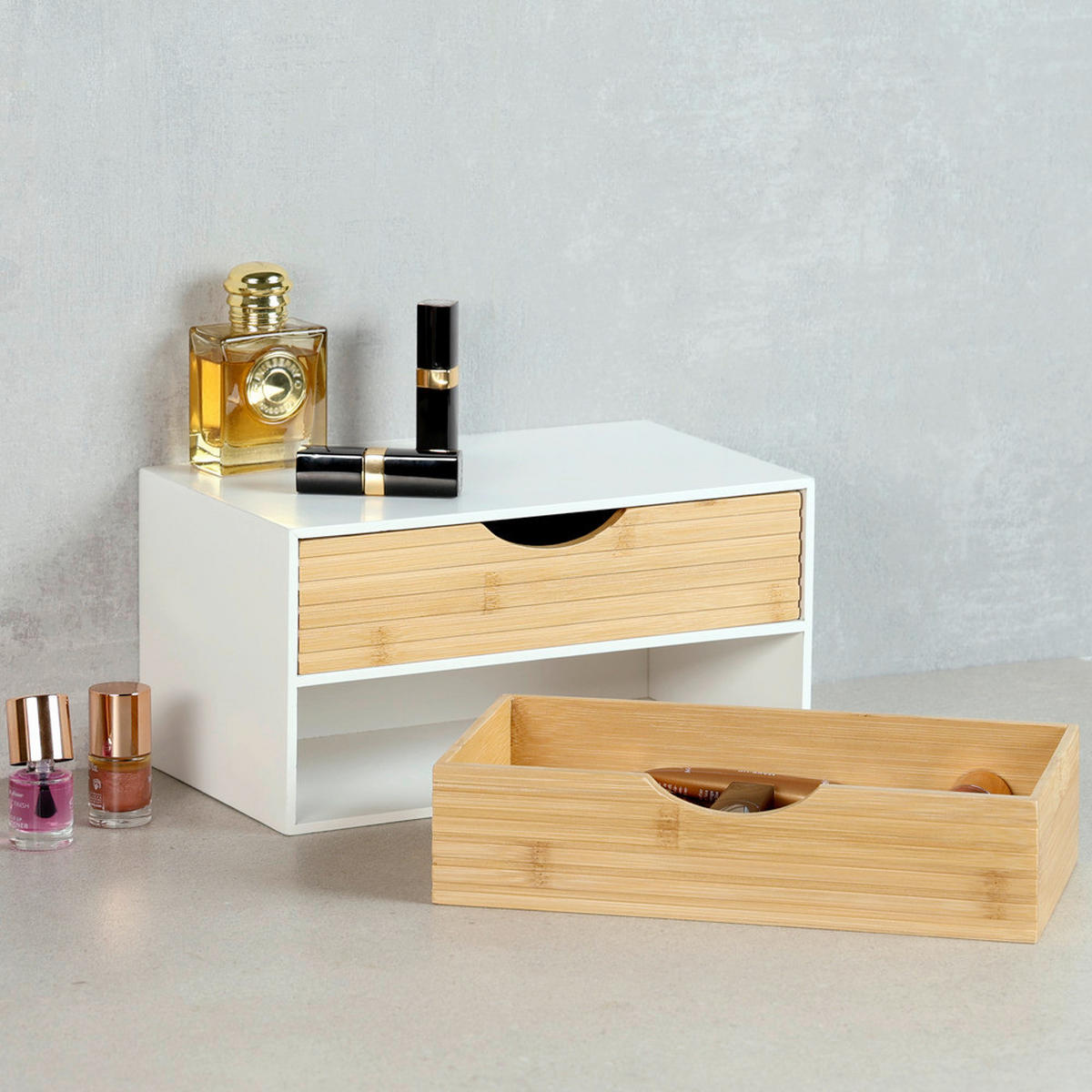 TISCHORGANIZER     - Naturfarben/Weiß, Basics, Holz/Holzwerkstoff (27/16/14cm) - Kesper