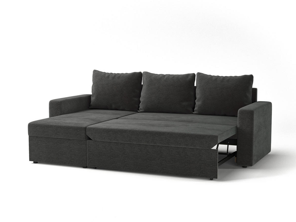 ECKSOFA Flachgewebe Dunkelgrün  - Dunkelgrün/Schwarz, Design, Kunststoff/Textil (151/230cm) - MID.YOU