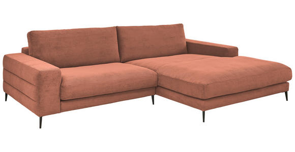 ECKSOFA in Feincord Kupferfarben  - Schwarz/Kupferfarben, Design, Textil/Metall (293/207cm) - Dieter Knoll