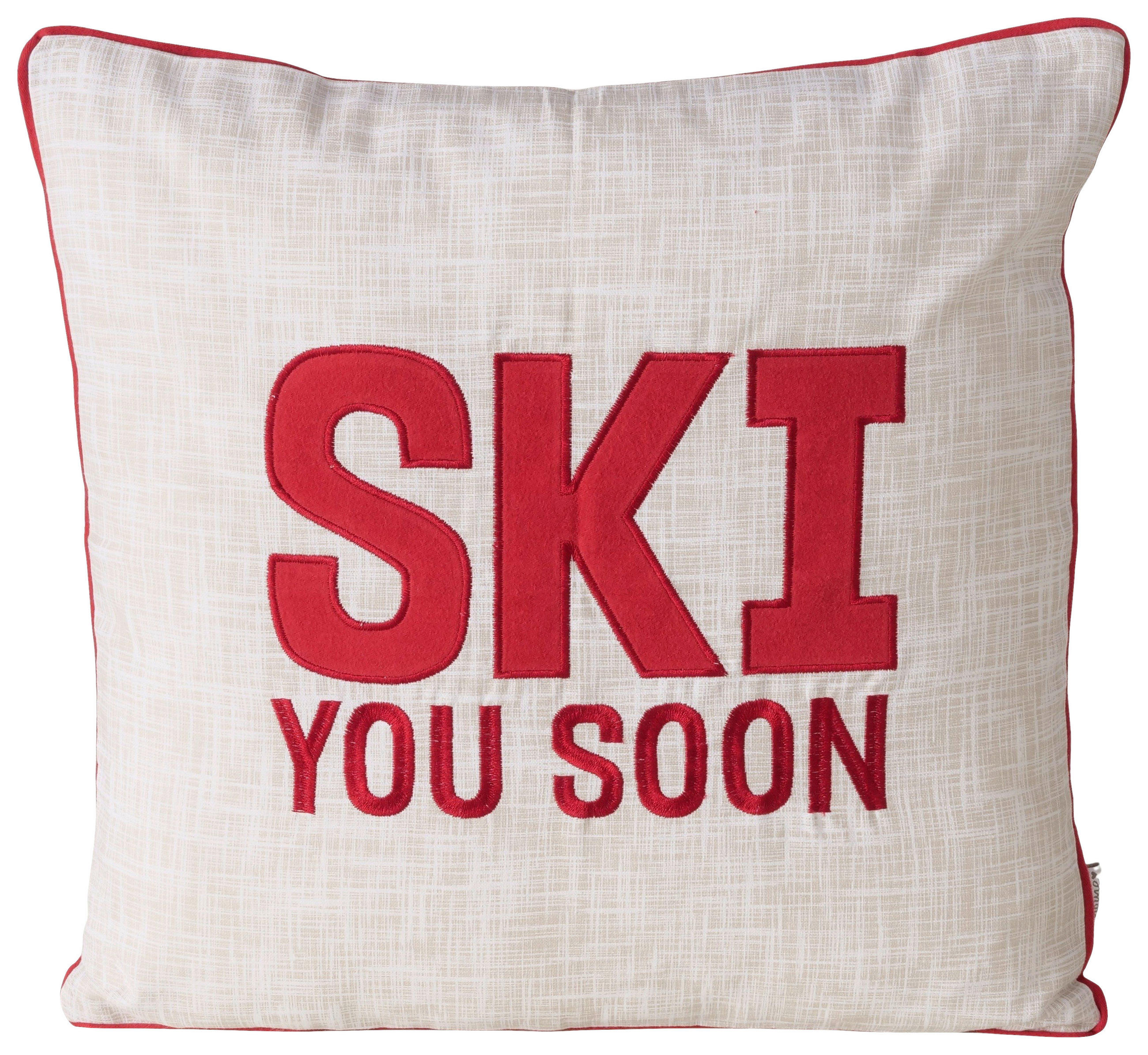 ZIERKISSEN    - Beige/Rot, Trend, Textil (12/45/45cm)