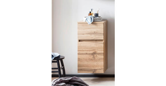 UNTERSCHRANK 40/79/35 cm - Eiche Wotan/Silberfarben, Natur, Holzwerkstoff/Kunststoff (40/79/35cm) - Xora