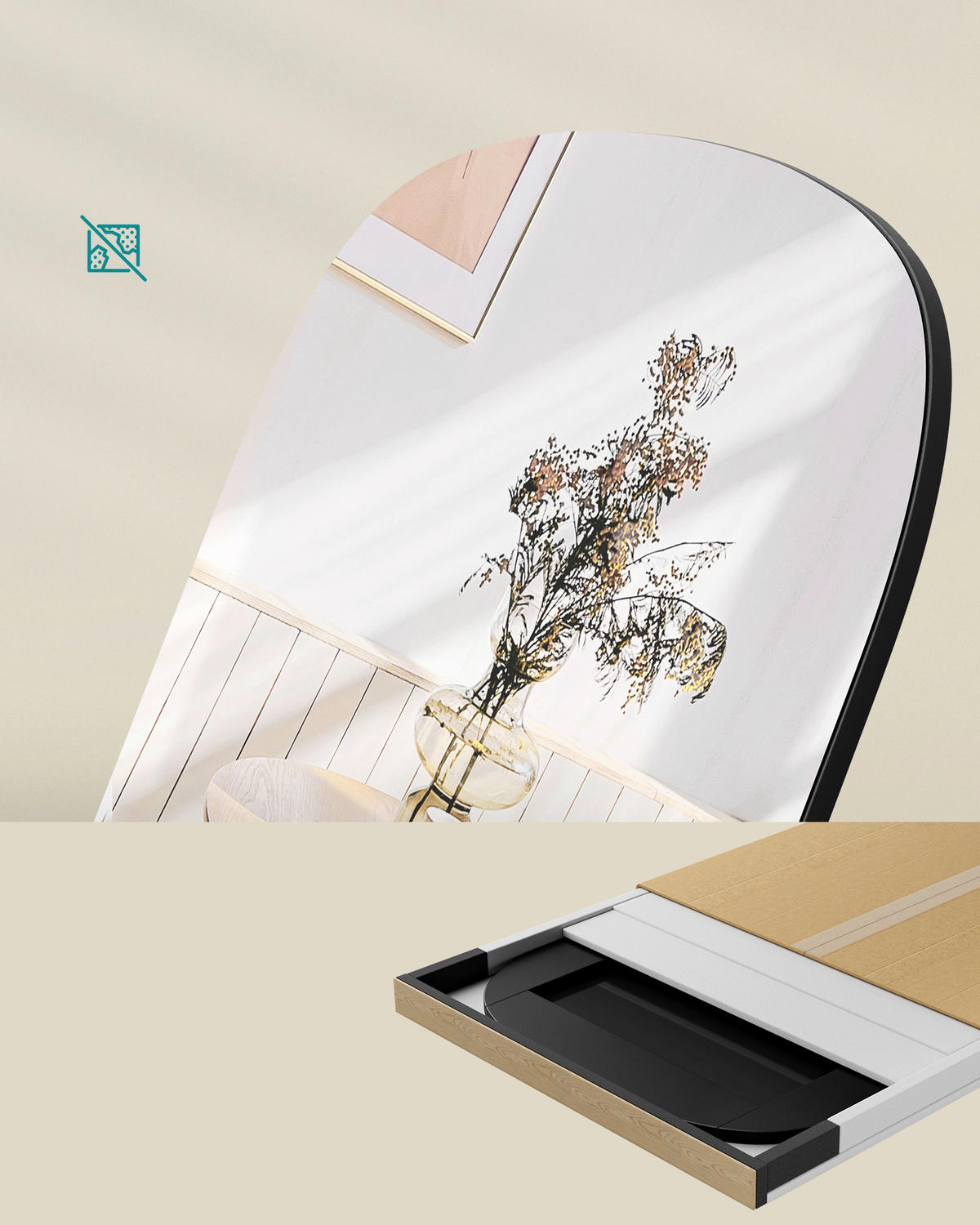 STANDSPIEGEL 50/160/37 cm  - Schwarz, Trend, Glas/Holzwerkstoff (50/160/37cm) - Boxxx