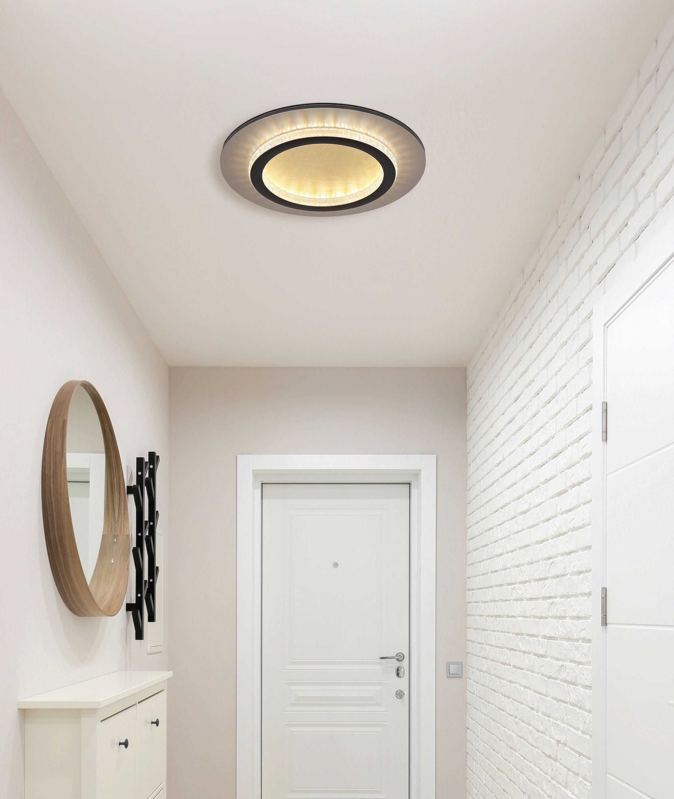 LED-DECKENLEUCHTE 35/5,5 cm   - Klar/Goldfarben, Design, Kunststoff/Metall (35/5,5cm) - Globo