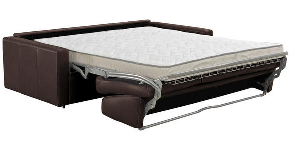 SCHLAFSOFA Bard in Echtleder Dunkelbraun  - Dunkelbraun/Schwarz, KONVENTIONELL, Leder/Kunststoff (206/81/96cm) - Novel