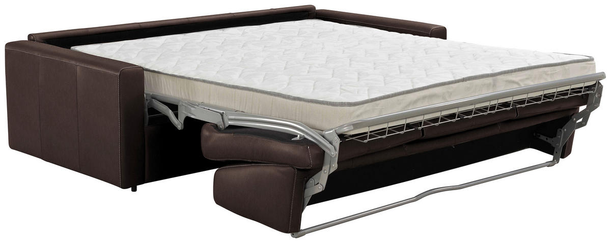 SCHLAFSOFA Dunkelbraun  - Dunkelbraun/Schwarz, Konventionell, Leder/Kunststoff (206/81/96cm) - Novel