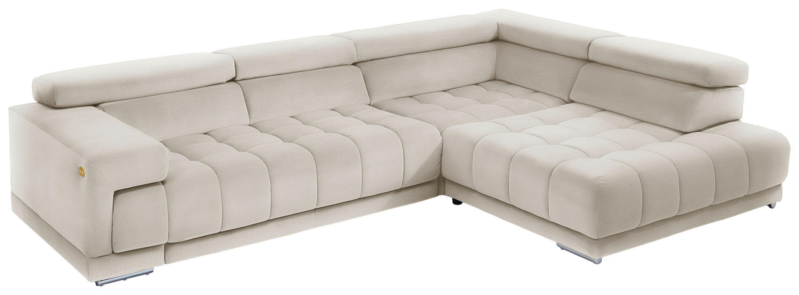 HÖRNSOFFA i mikrofiber beige  - beige/silver, Design, metall/textil (190/335cm) - Beldomo Speed