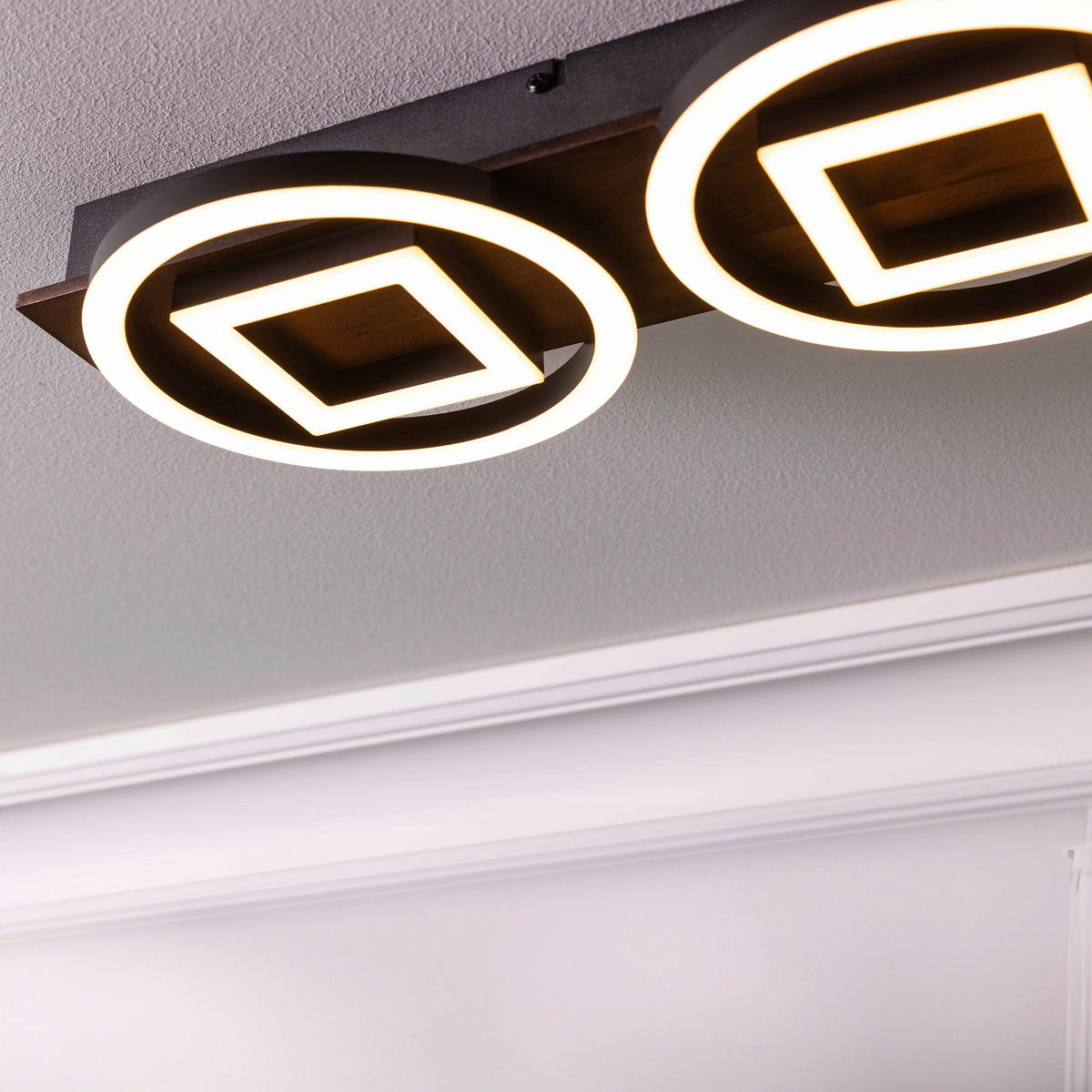 LED-DECKENLEUCHTE    67/6,5/20 cm  - Eiche dunkel/Schwarz, Design, Holz/Kunststoff (67/6,5/20cm) - Brilliant