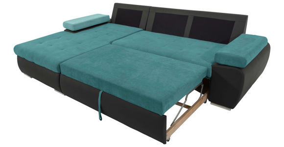 ECKSOFA in Flachgewebe Schwarz, Türkis 175/271 cm - Türkis/Schwarz, Design, Kunststoff/Textil (175/271cm) - Xora