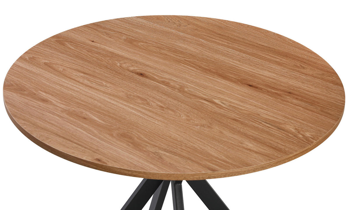 ESSTISCH 80/80/76 cm Nachbildung  Metall, Holzwerkstoff rund Schwarz, Eichefarben  - Eichefarben/Schwarz, Design, Holzwerkstoff/Metall (80/80/76cm) - Milino