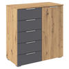 KOMMODE  in 80/84/40 cm  - Dunkelgrau/Silberfarben, MODERN, Holzwerkstoff/Metall (80/84/40cm) - Rauch Möbel