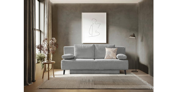 SCHLAFSOFA Cord Hellgrau - Hellgrau/Schwarz, MODERN, Textil/Metall (193/85/88cm) - Novel