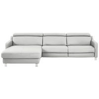 ECKSOFA in Echtleder Hellgrau  - Chromfarben/Hellgrau, Design, Leder/Metall (176/291cm) - Valdera