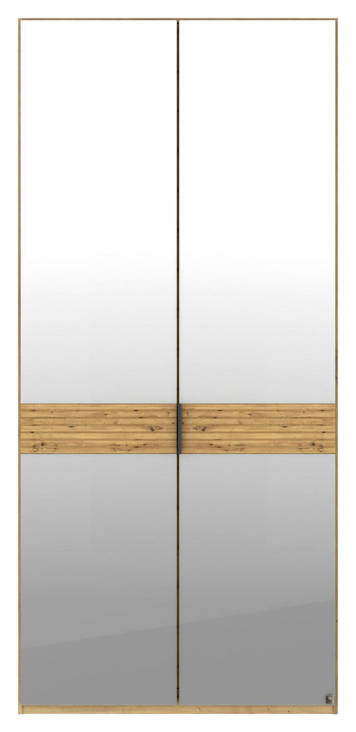 DREHTÜRENSCHRANK 100/216/58 cm,  in Eiche Bianco, 2 Tür(en)  - Schieferfarben/Eiche Bianco, Design, Glas/Holz (100/216/58cm) - Musterring