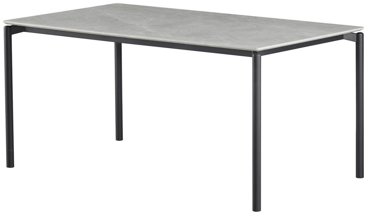 ESSTISCH rechteckig Grau  - Schwarz/Grau, KONVENTIONELL, Holzwerkstoff/Metall (160/76/90cm) - P & B