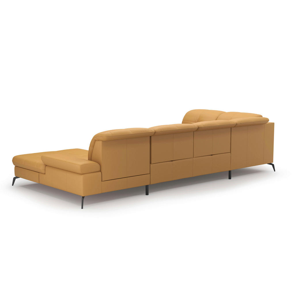 Thumbnail - Sit & More Wohnlandschaft, Currygelb, Leder, Echtleder, Nappaleder, 6,5-Sitzer, Ottomane links, U-Form, 357x231 cm, Gold...