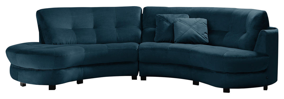 ECKSOFA BRETANIA in Samt Dunkelblau  113/300 cm  - Schwarz/Dunkelblau, Design, Kunststoff/Textil (113/300cm) - Livetastic