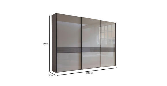 SCHWEBETÜRENSCHRANK in Braun, Grau - Schieferfarben/Braun, Design, Glas/Holzwerkstoff (300/217/67cm) - Dieter Knoll