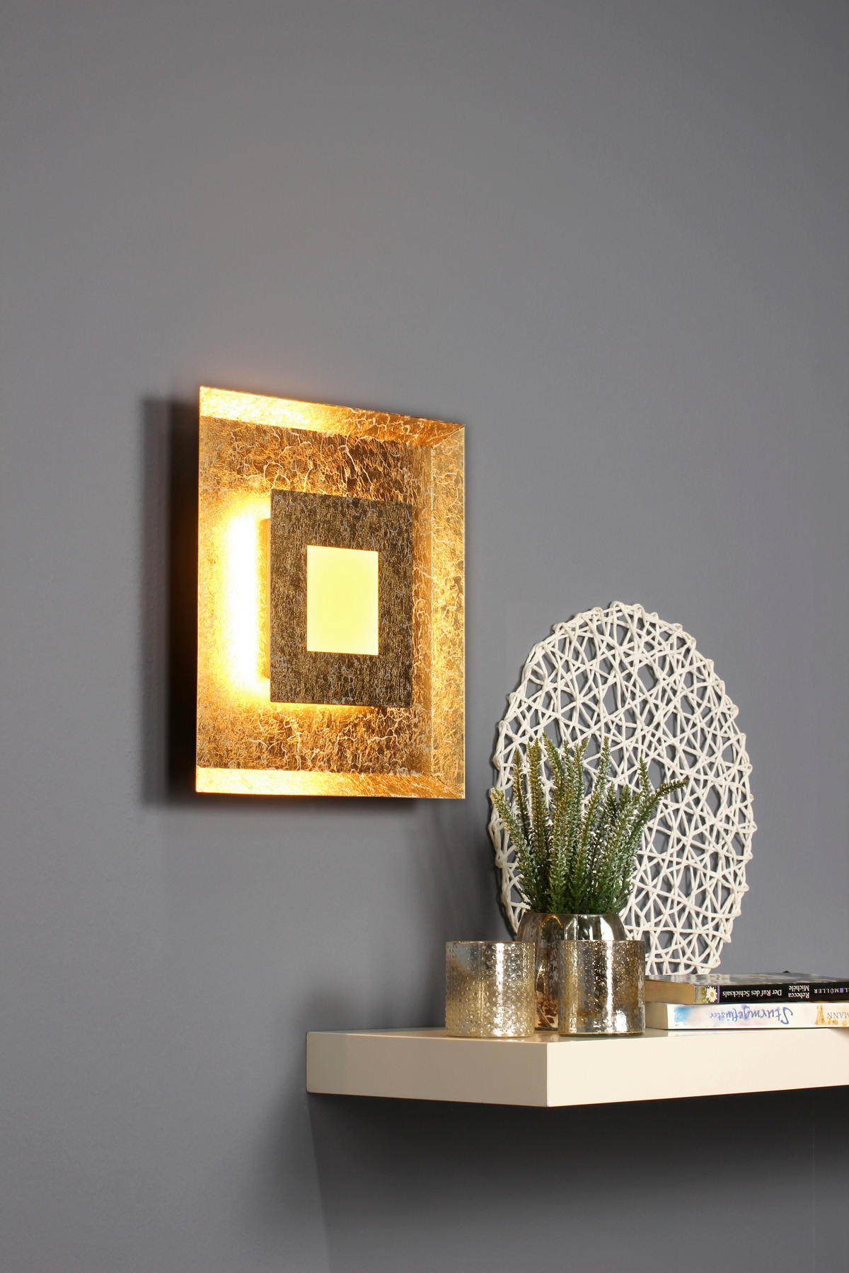 LED-WANDLEUCHTE Window 32/5,5/32 cm   - Goldfarben, Basics, Metall (32/5,5/32cm)