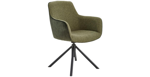 ARMLEHNSTUHL  , Sitzfläche 360° drehbar  , Schwarz, Olivgrün  - Schwarz/Olivgrün, Design, Textil/Metall (60/88/64cm) - Novel