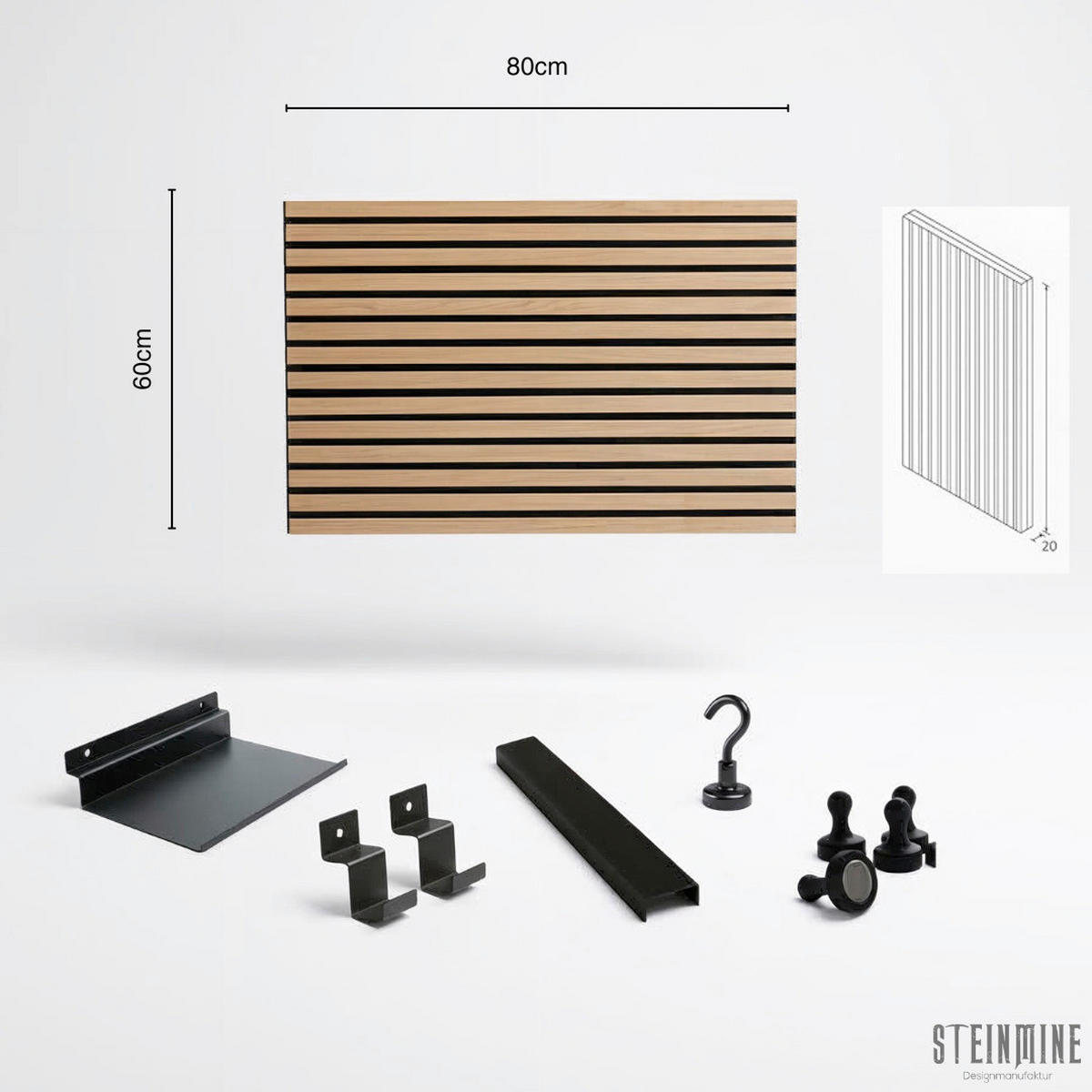 KÜCHEN-ORGANIZER-SET  - Schwarz/Braun, Basics, Holzwerkstoff/Metall (80/60/2cm)