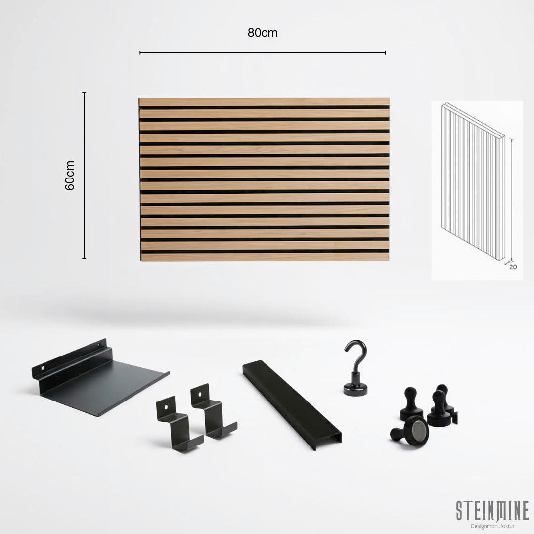 XXXLutz Akustikpaneel-Zubehör-Set Braun, Schwarz 60x2x80 cm