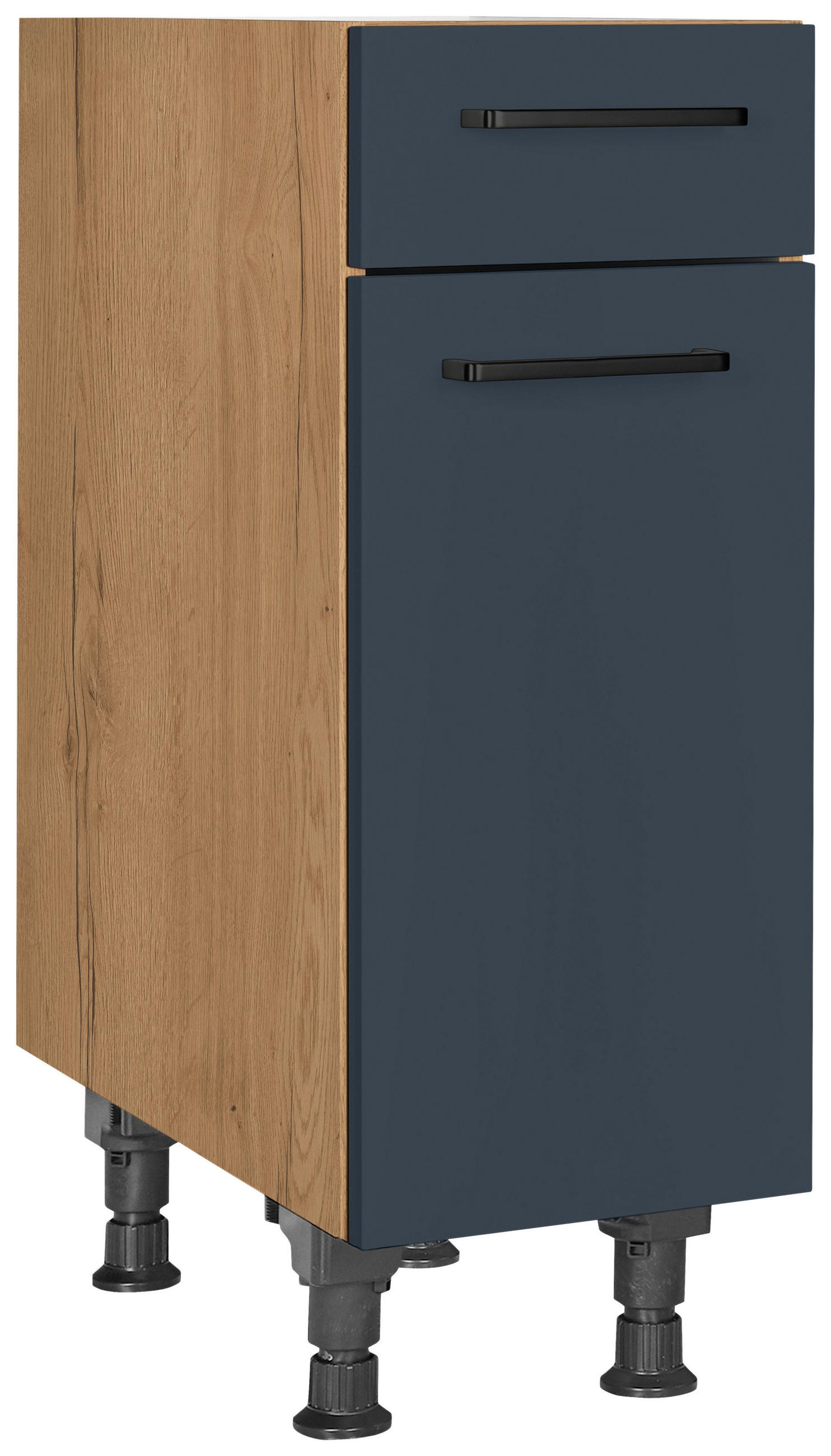 Nobilia Schubkastenunterschrank Easytouch Blau, Eiche 30x87x56 cm