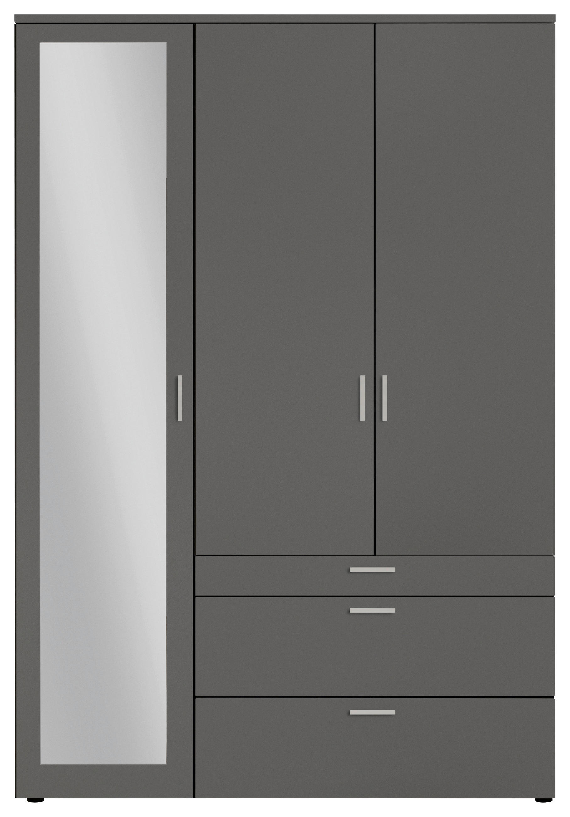 Thumbnail - Livetastic Drehtürenschrank, Graphit, Kunststoff, 4 Fächer, 3 Schublade(n) Schubladen, 135x195x56 cm, Schrankfront mit S...