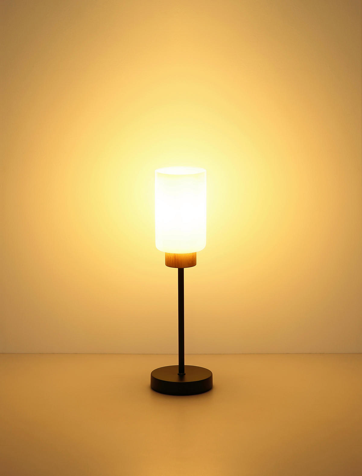 TISCHLEUCHTE Rowena 12/42 cm  - Opal/Schwarz, Design, Glas/Holz (12/42cm) - Globo