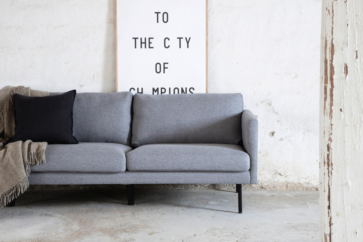 3-SITZER-SOFA Textilgeflecht Grau, Schwarz  - Schwarz/Grau, Design, Textil/Metall (260/78/80cm) - Livetastic