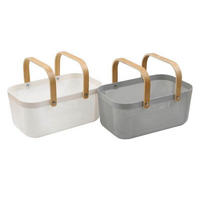 KOSÁR - fehér/szürke, Basics, műanyag/fa (24.5/19/40cm)