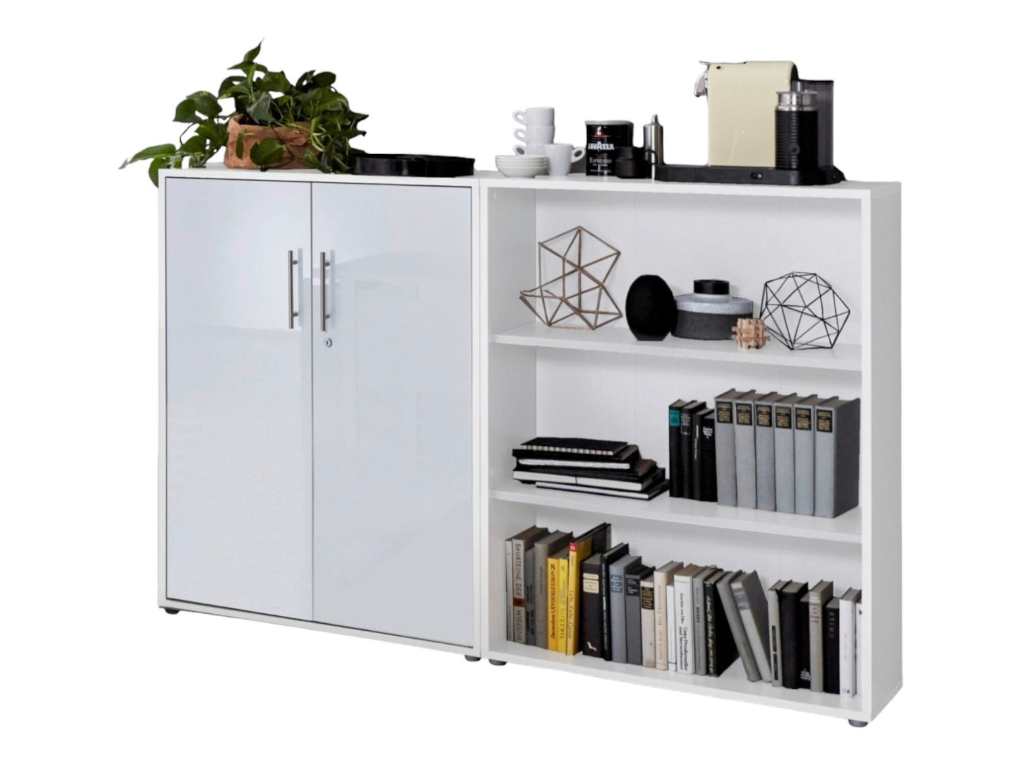 AKTENSCHRANK Weiß, Weiß Hochglanz  - Weiß Hochglanz/Weiß, MODERN, Holzwerkstoff (168,8/113,6/33cm) - MID.YOU