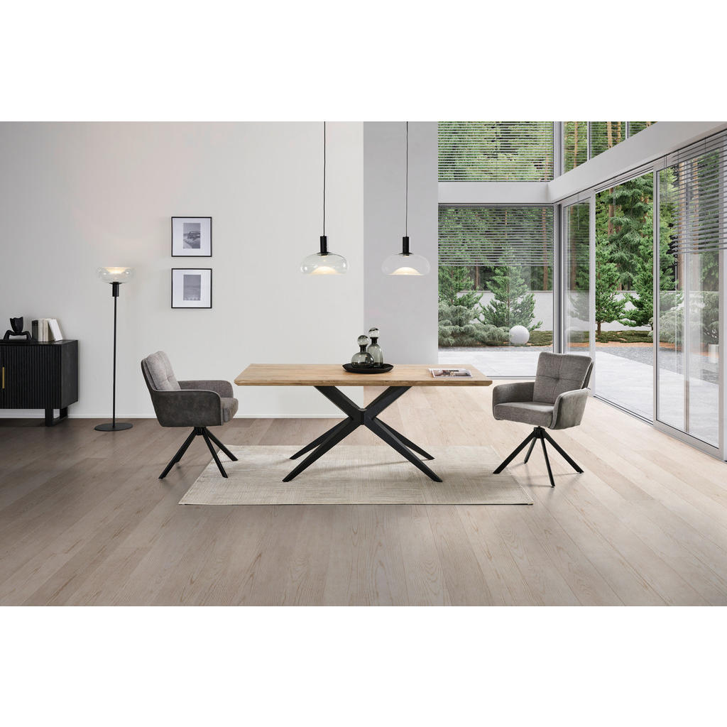 Thumbnail - Mid.you Armlehnstuhl, Grau, Holz, Metall, Textil, Pappel, Sperrholz, Drehkreuz, 60x88x67 cm, Sitzfläche 360° drehbar, in...