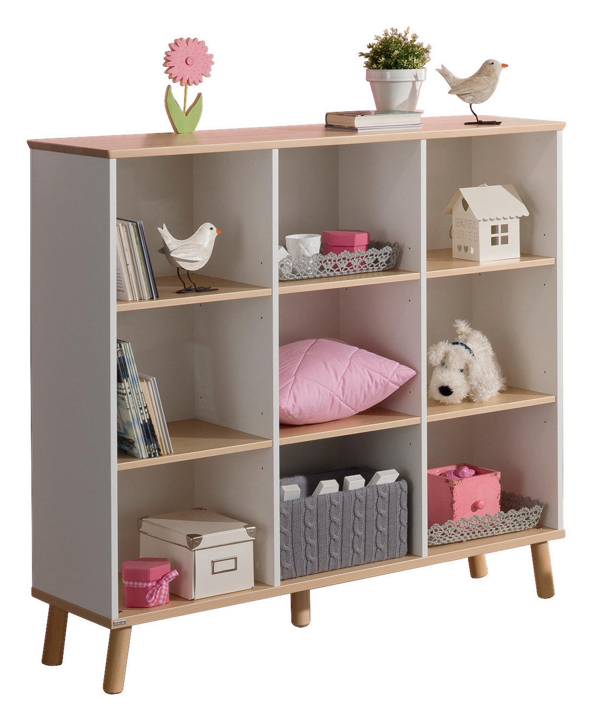REGAL  125,1/121,9/40,3 cm Weiss, Birkefarben  - Weiss/Birkefarben, Design, Holz/Holzwerkstoff (125,1/121,9/40,3cm) - Paidi