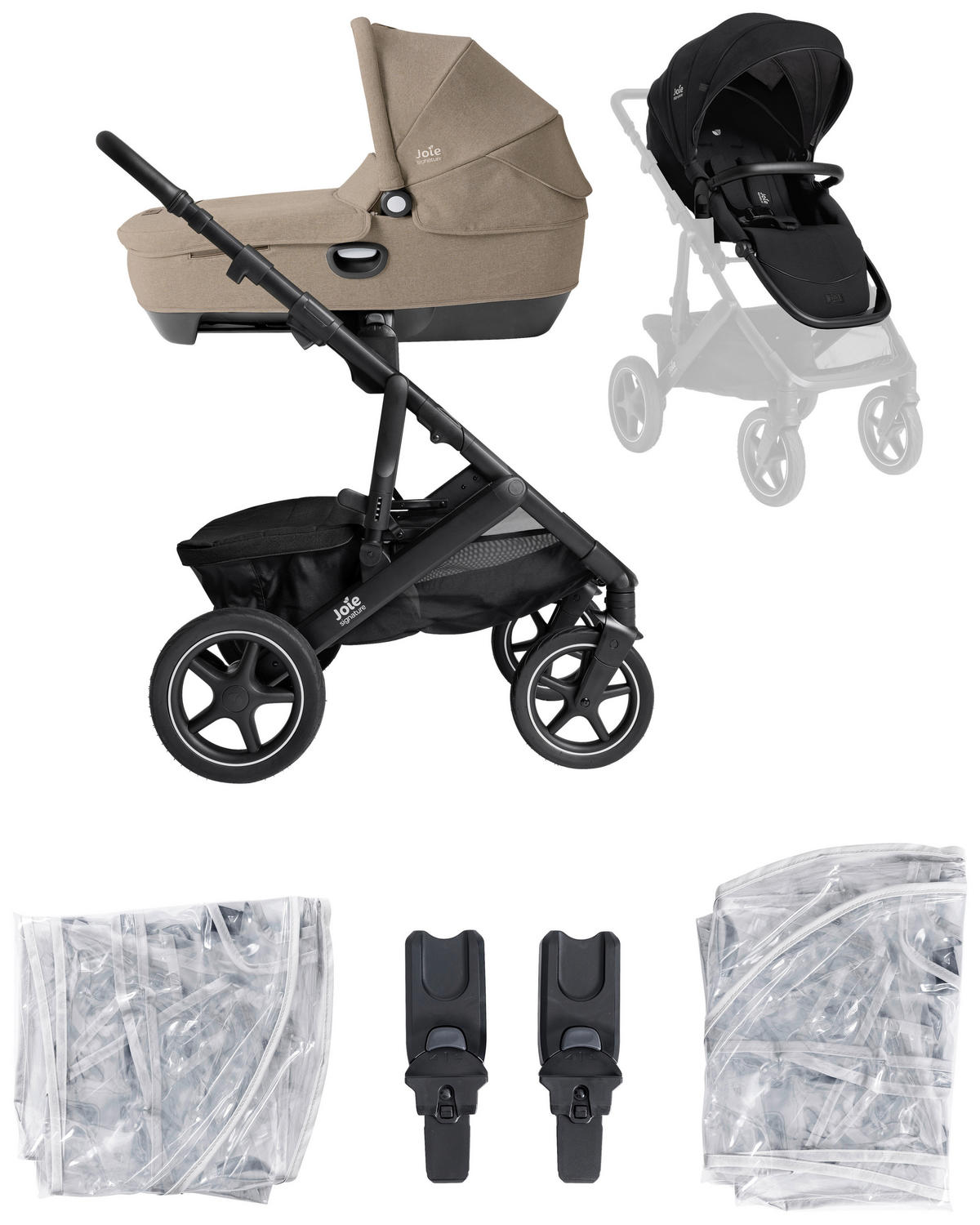 KOMBIKINDERWAGEN  Vinca inkl. Calmi  Sandstone  - Schlammfarben/Schwarz, Basics, Kunststoff (82/68/45cm) - JOIE SIGNATURE