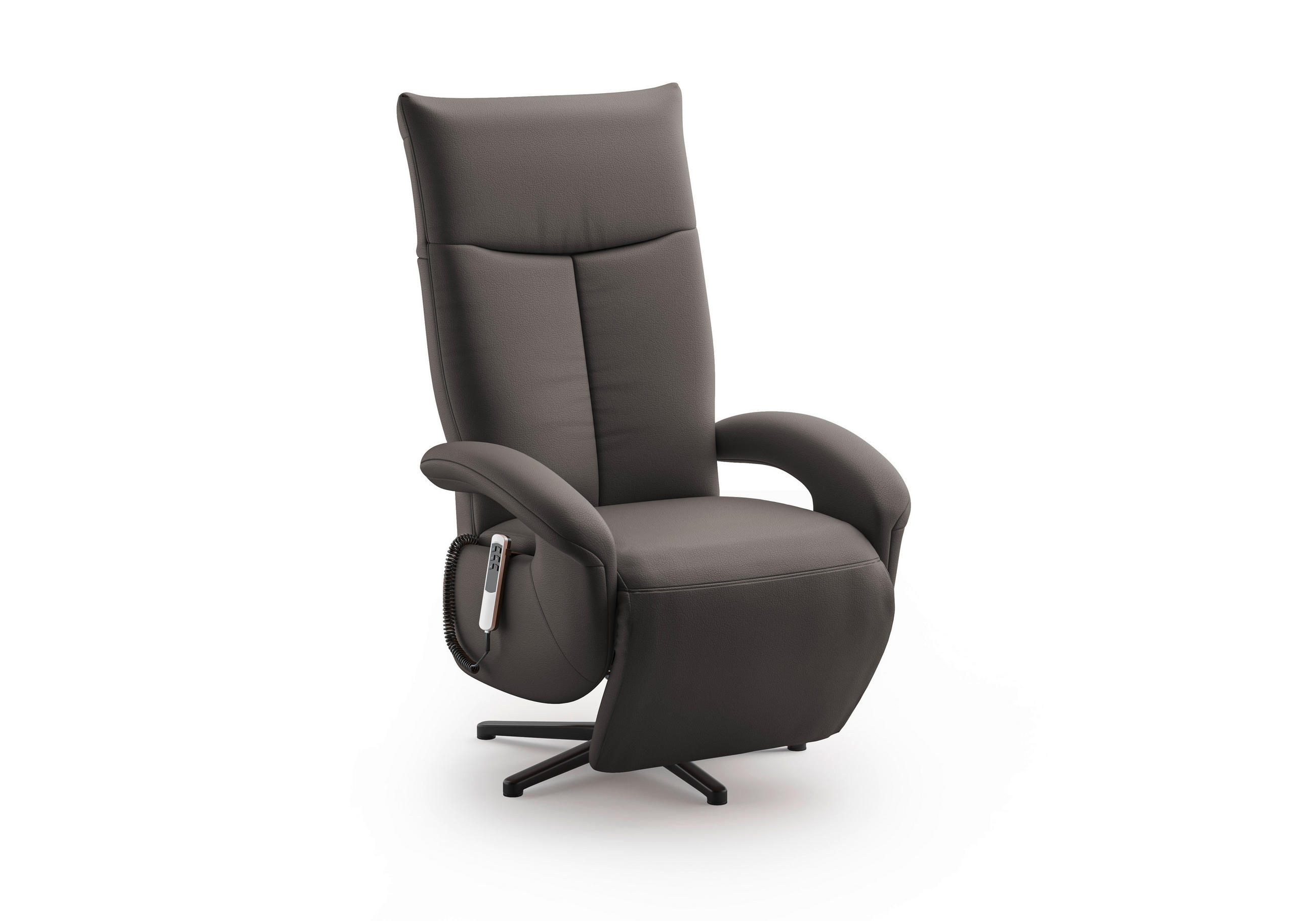 SESSEL in Echtleder Mokka  - Schwarz/Mokka, Konventionell, Leder/Metall (74/112/82cm) - Sit & More