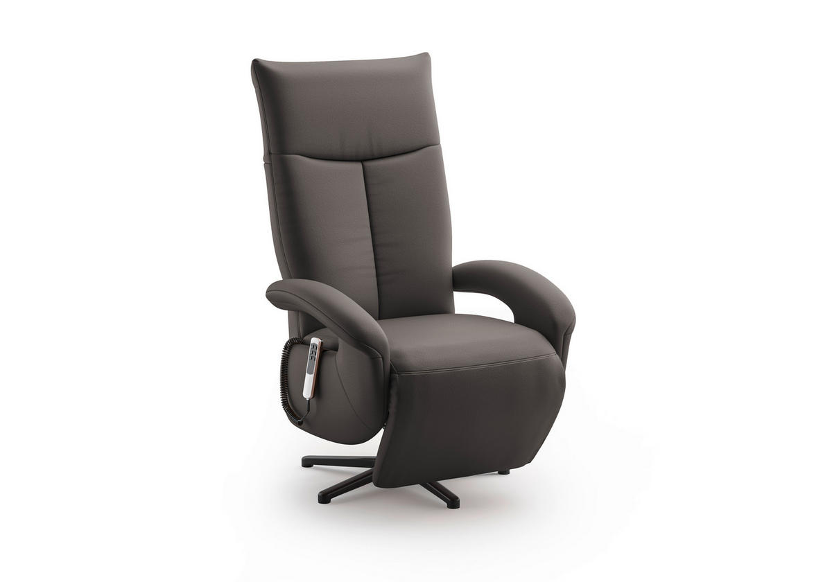 SESSEL in Echtleder Mokka  - Schwarz/Mokka, KONVENTIONELL, Leder/Metall (74/112/82cm) - Sit & More