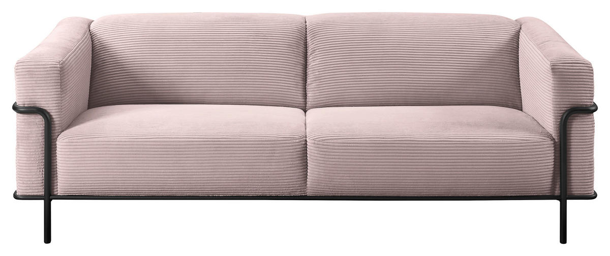 2,5-SITZER in Cord Rosa  - Schwarz/Rosa, Design, Textil/Metall (216/67/96cm) - Johann Jakob