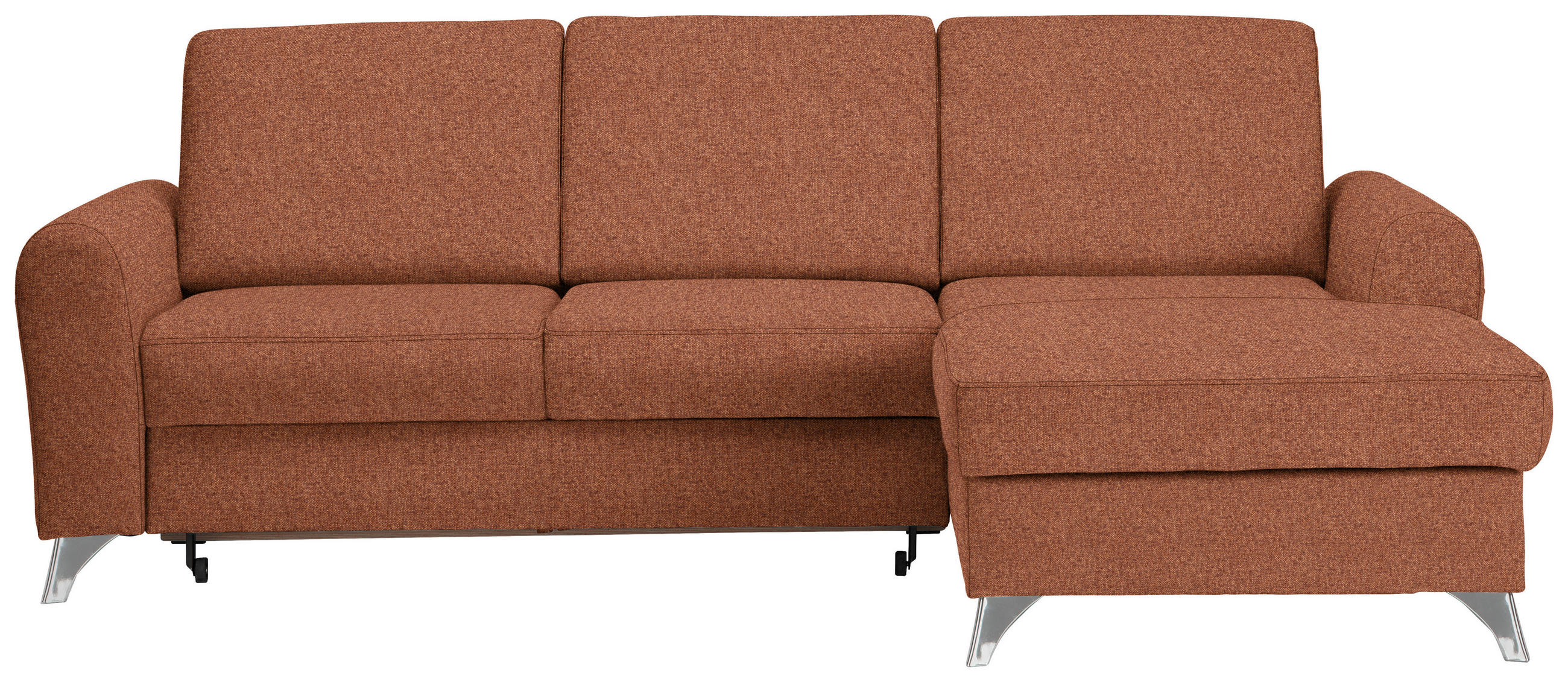 ECKSOFA  in Flachgewebe Orange, Rostfarben  244/167 cm  - Rostfarben/Silberfarben, Design, Textil/Metall (244/167cm) - Cantus