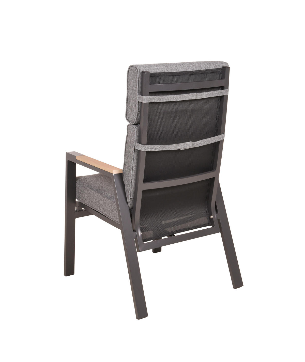 GARTENSTUHL-SET Aluminium Braun, Schwarz, Dunkelgrau  - Dunkelgrau/Schwarz, MODERN, Kunststoff/Textil (60,5/112/68cm) - Gardenson