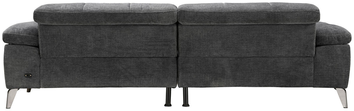 ECKSOFA Dunkelgrau Chenille  - Dunkelgrau/Silberfarben, Design, Textil/Metall (175/262cm) - Livetastic