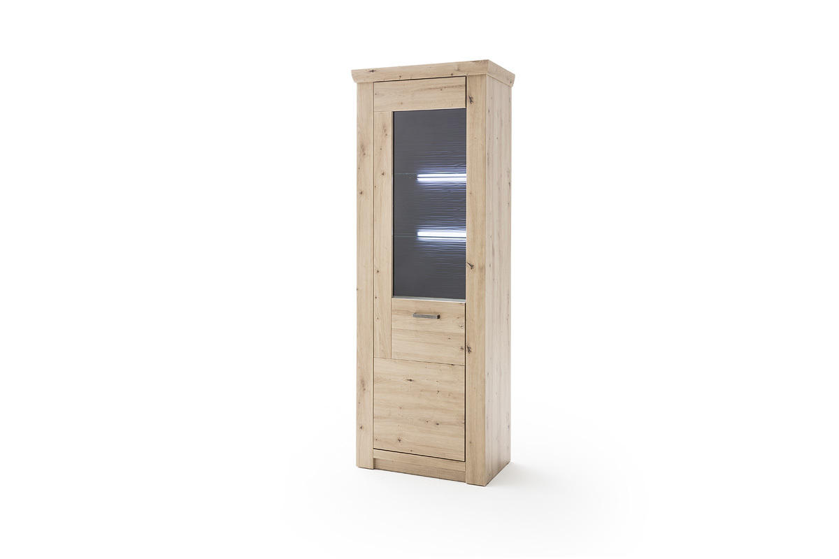 VITRINE in Eichefarben, Anthrazit  - Eichefarben/Anthrazit, Design, Glas/Holz (74/211/45cm) - Livetastic