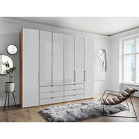 FALTTÜRENSCHRANK 250/216/58 cm 4-türig Weiß, Eiche Bianco  - Schieferfarben/Eiche Bianco, KONVENTIONELL, Glas/Holzwerkstoff (250/216/58cm) - Dieter Knoll