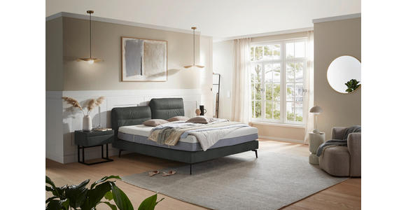 BOXSPRINGBETT 180/200 cm in Dunkelgrau - Dunkelgrau/Schwarz, Design, Textil/Metall (180/200cm) - Johann Jakob