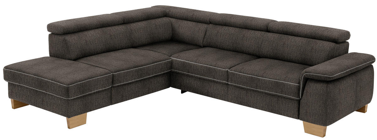 ECKSOFA in Mikrofaser Fango  226/273 cm  - Fango/Eichefarben, Natur, Holz/Textil (226/273cm) - Beldomo System