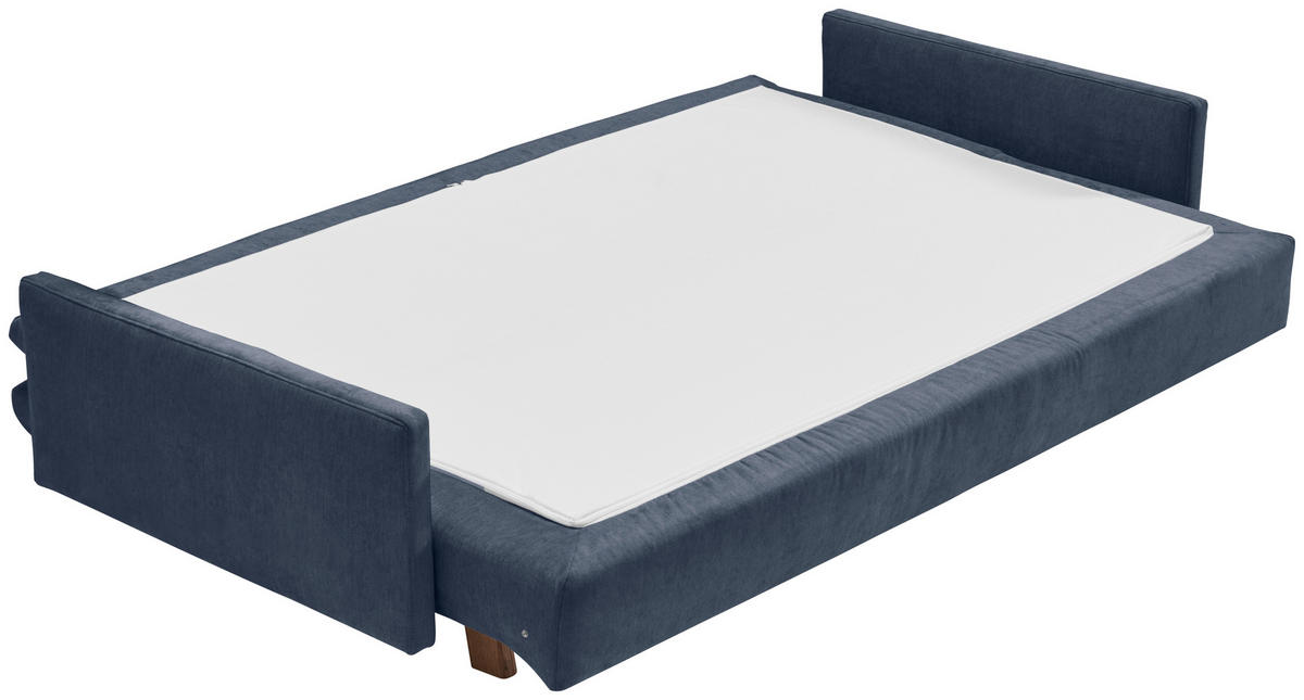 SCHLAFSOFA Flachgewebe Dunkelblau  - Eichefarben/Dunkelblau, KONVENTIONELL, Holz/Textil (220/85/98cm) - Carryhome